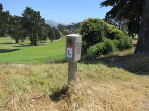 A Lincoln Highway road marker at the western terminus, at the Legion of Honor in San Francisco.